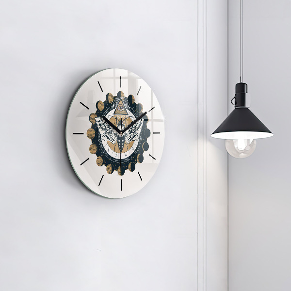 Round glass clock Moon Phases and the Eye