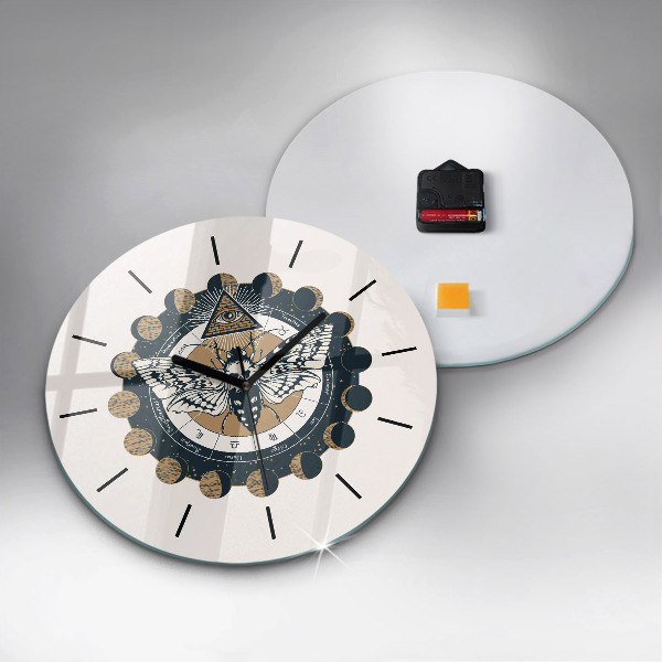 Round glass clock Moon Phases and the Eye