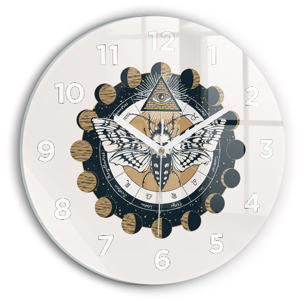 Round glass clock Moon Phases and the Eye