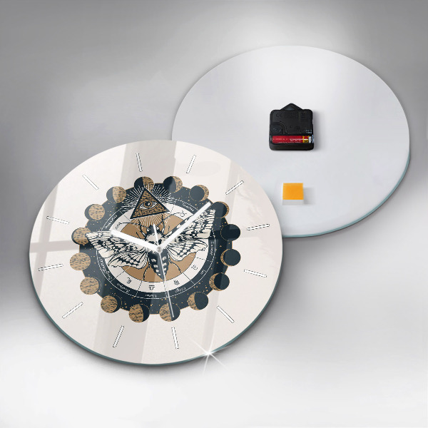 Round glass clock Moon Phases and the Eye