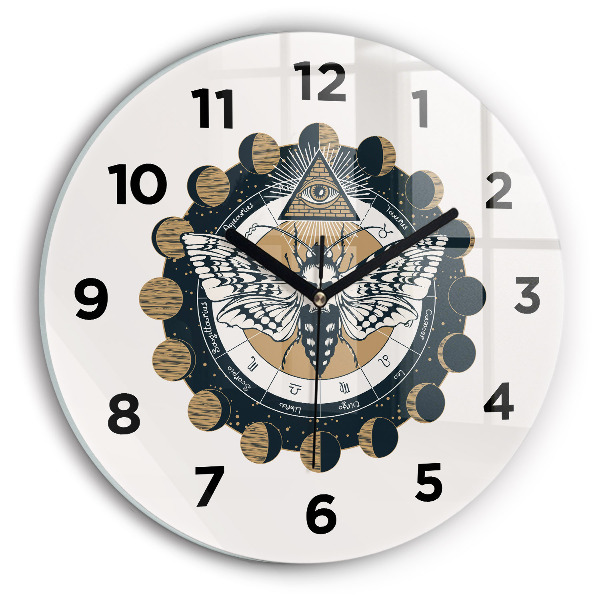 Round glass clock Moon Phases and the Eye