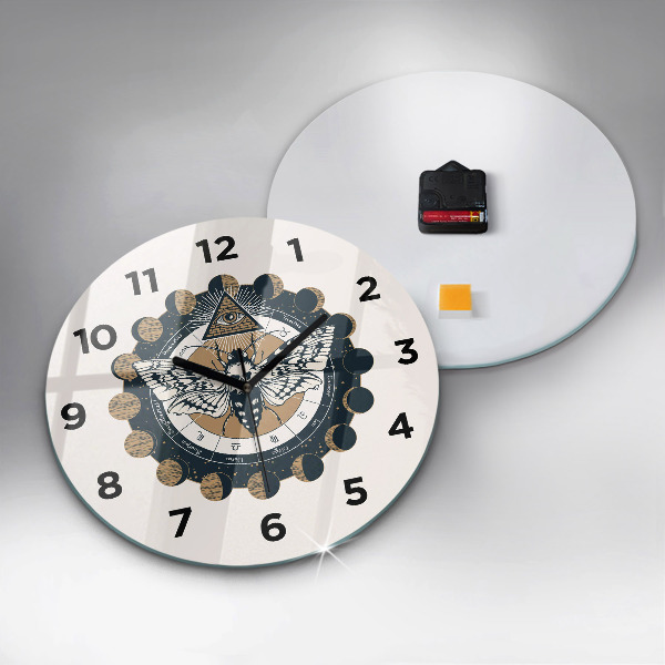Round glass clock Moon Phases and the Eye