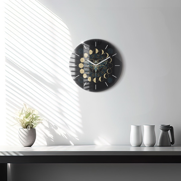 Round glass clock Moon Phases and Insect