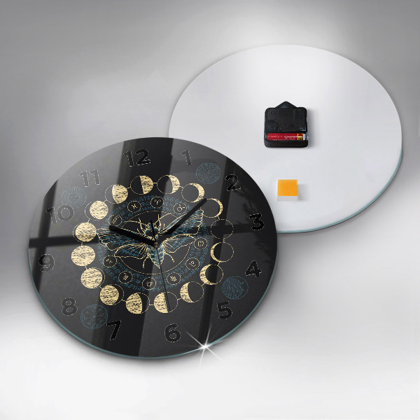 Round glass clock Moon Phases and Insect