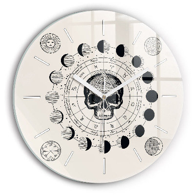 Round glass clock Moon phases