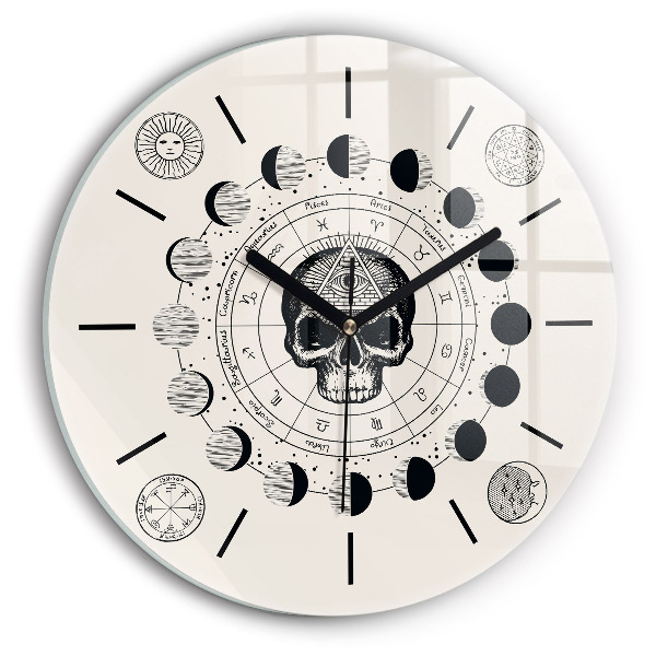 Round glass clock Moon phases