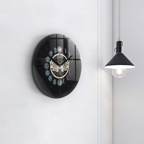 Round glass clock Moon phases
