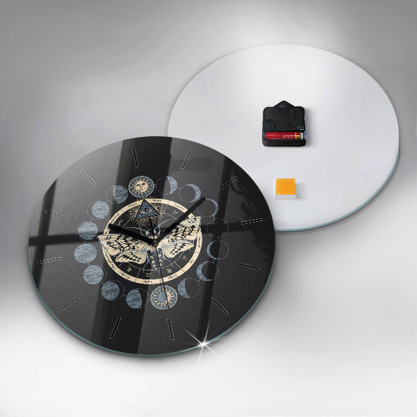 Round glass clock Moon phases