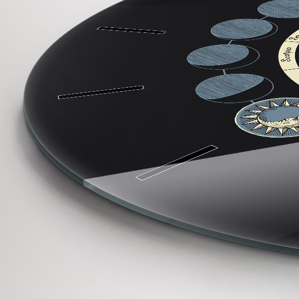 Round glass clock Moon phases