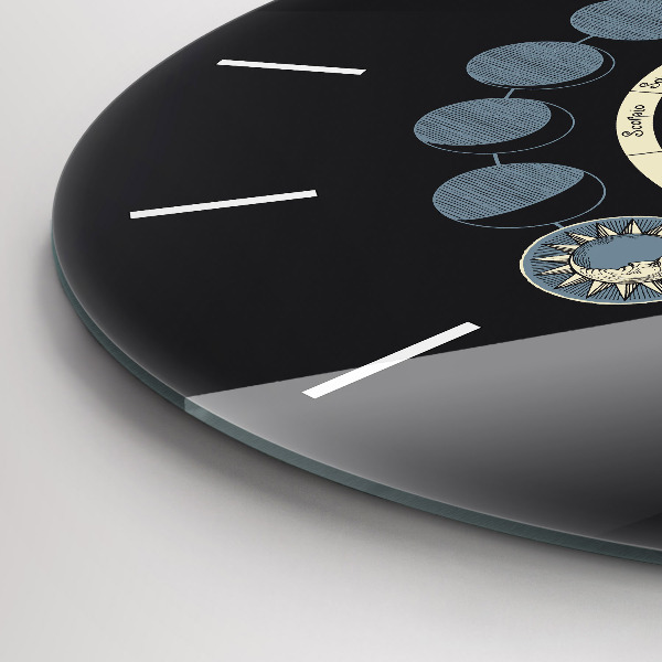 Round glass clock Moon phases