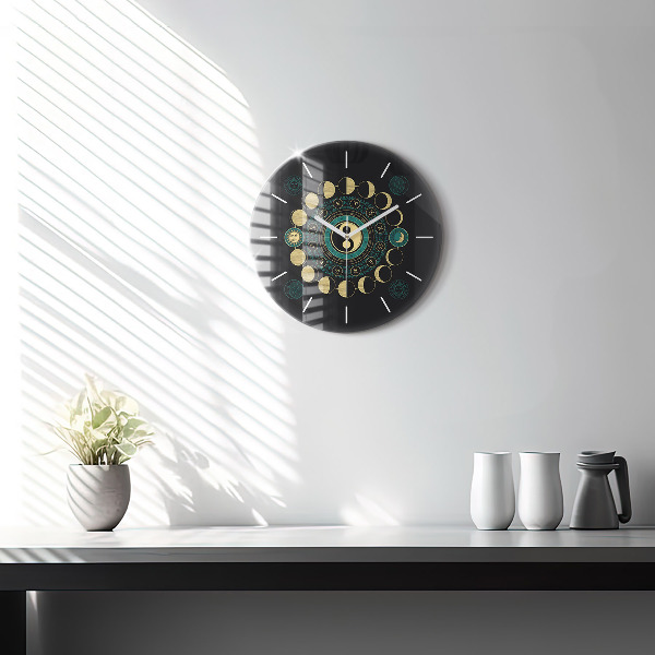 Round glass clock Moon phases