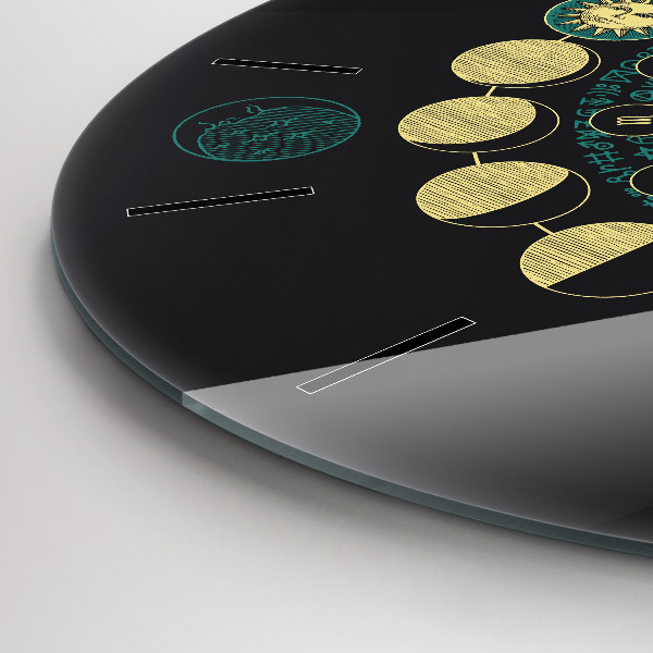 Round glass clock Moon phases