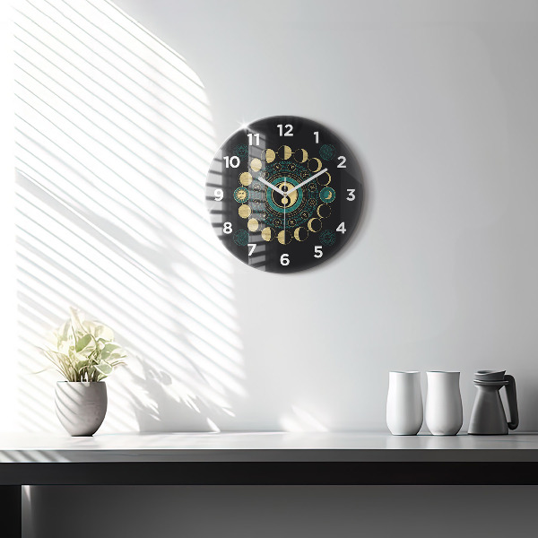 Round glass clock Moon phases
