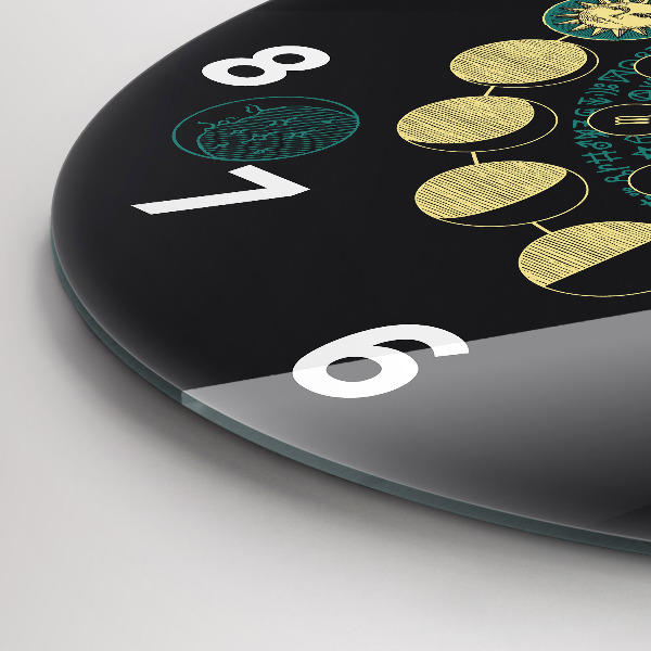 Round glass clock Moon phases