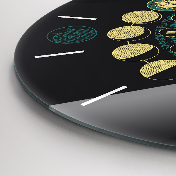 Round glass clock Moon phases