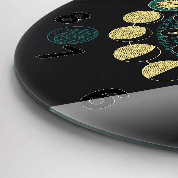 Round glass clock Moon phases