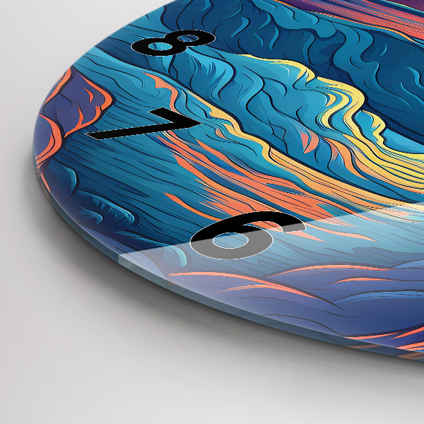 Round glass clock Fairytale waves and ocean