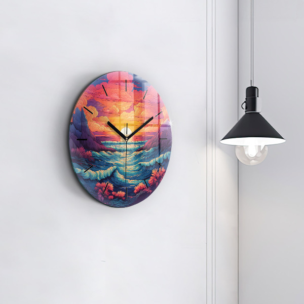 Round glass clock Fairytale ocean and sky