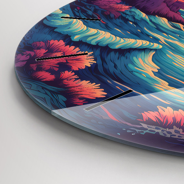 Round glass clock Fairytale ocean and sky