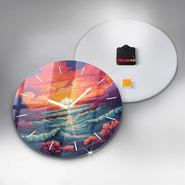 Round glass clock Fairytale ocean and sky