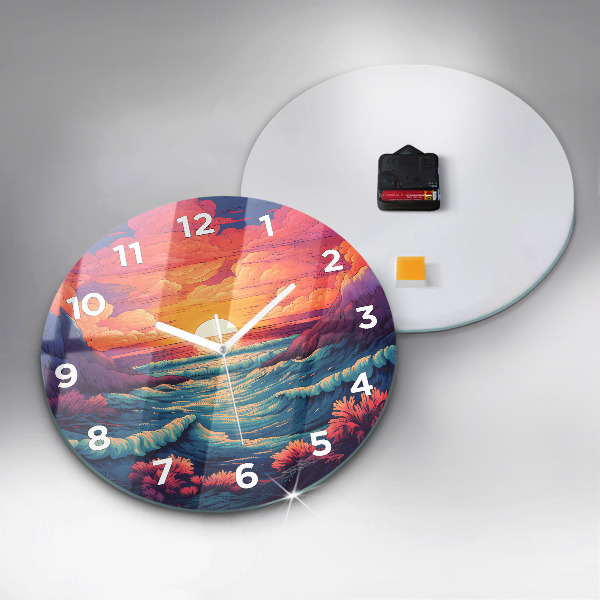 Round glass clock Fairytale ocean and sky