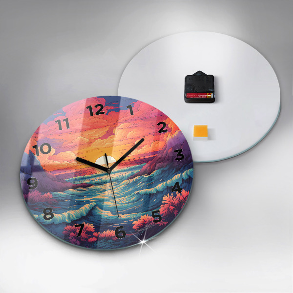 Round glass clock Fairytale ocean and sky
