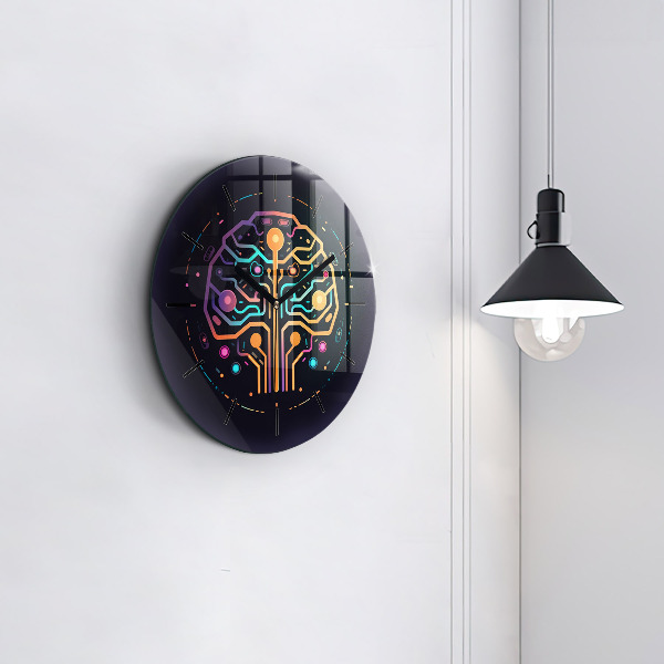 Round glass clock Colorful abstraction