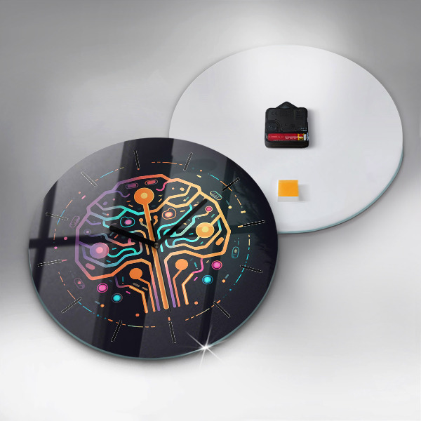 Round glass clock Colorful abstraction