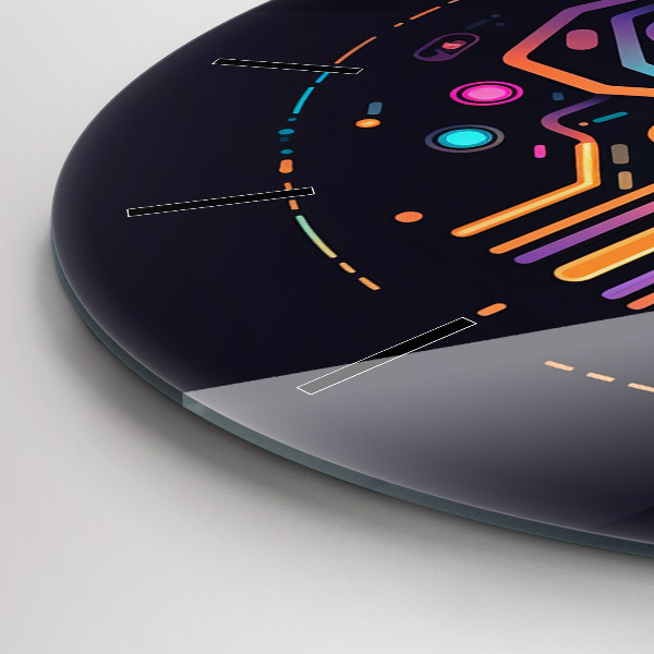 Round glass clock Colorful abstraction