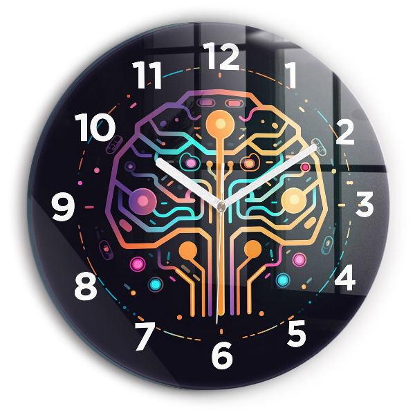Round glass clock Colorful abstraction