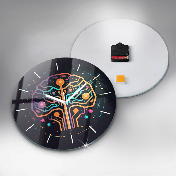 Round glass clock Colorful abstraction