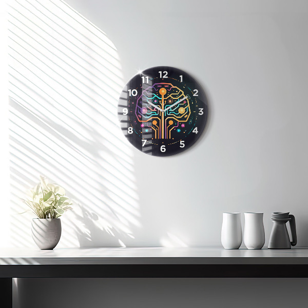 Round glass clock Colorful abstraction