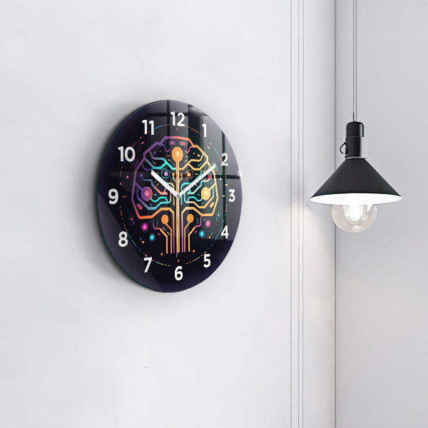 Round glass clock Colorful abstraction