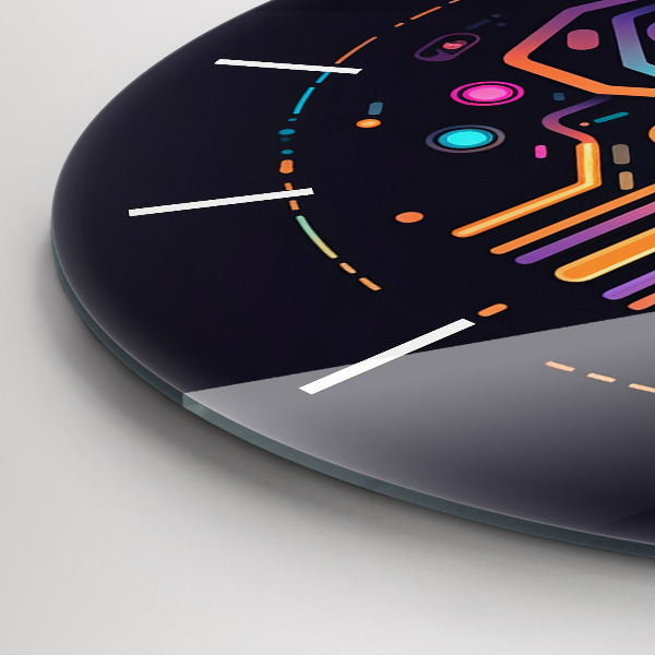 Round glass clock Colorful abstraction