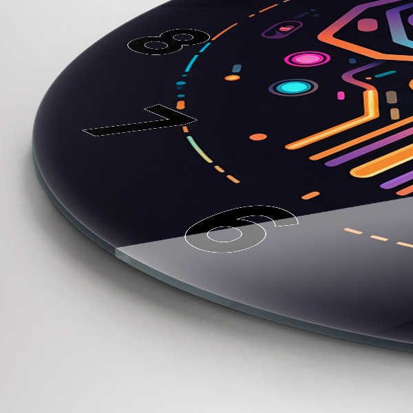 Round glass clock Colorful abstraction
