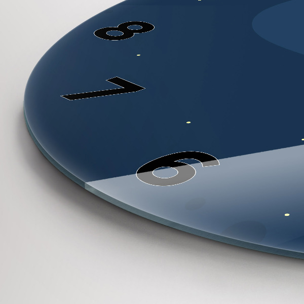 Round glass clock Blue waves