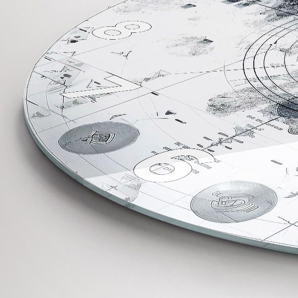 Round glass clock Cartoon mountains