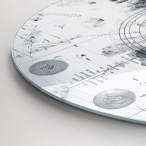 Round glass clock Cartoon mountains