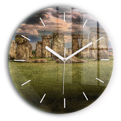 Round glass clock Stonehenge Nimbostratus