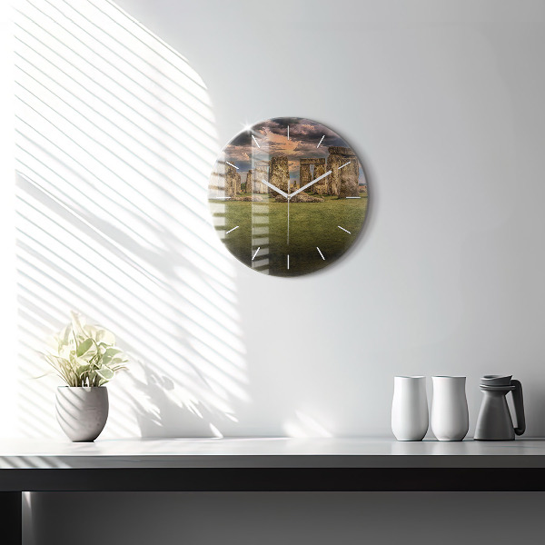 Round glass clock Stonehenge Nimbostratus