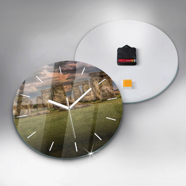 Round glass clock Stonehenge Nimbostratus
