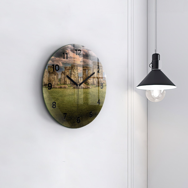 Round glass clock Stonehenge Nimbostratus