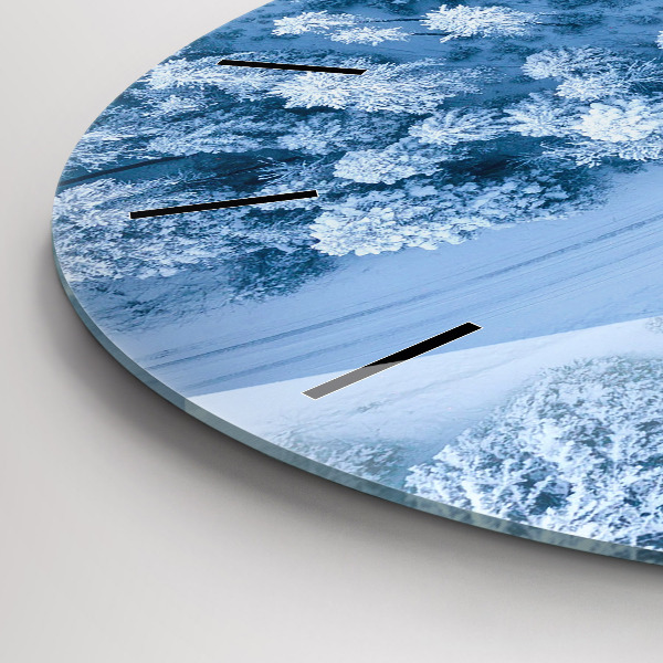 Round glass clock Forest from a drone