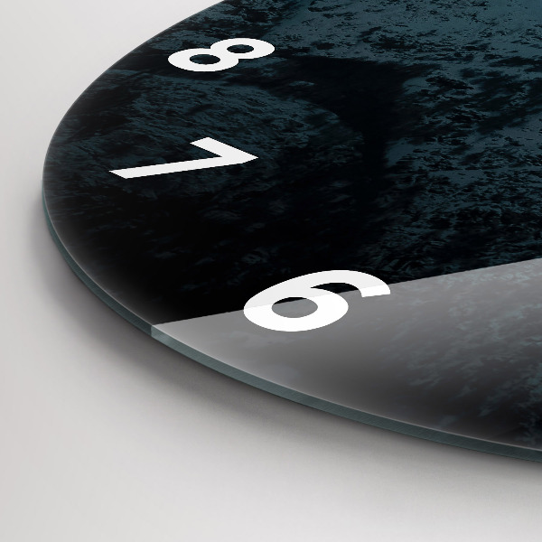 Round glass clock Sunset in the mountains