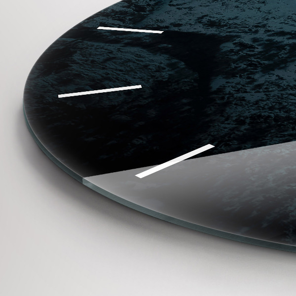 Round glass clock Sunset in the mountains