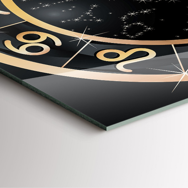 Square glass clock Black zodiac signs