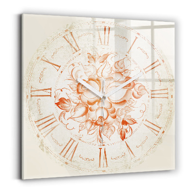 Square glass clock Roman motif