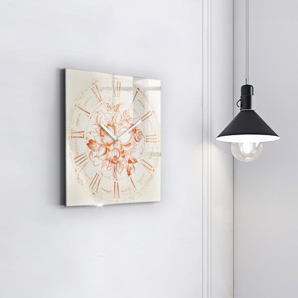 Square glass clock Roman motif