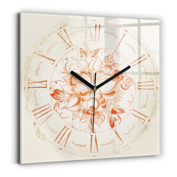 Square glass clock Roman motif