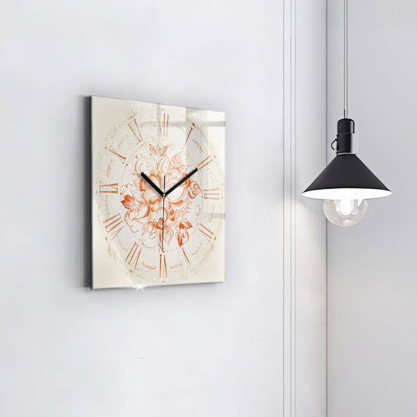 Square glass clock Roman motif